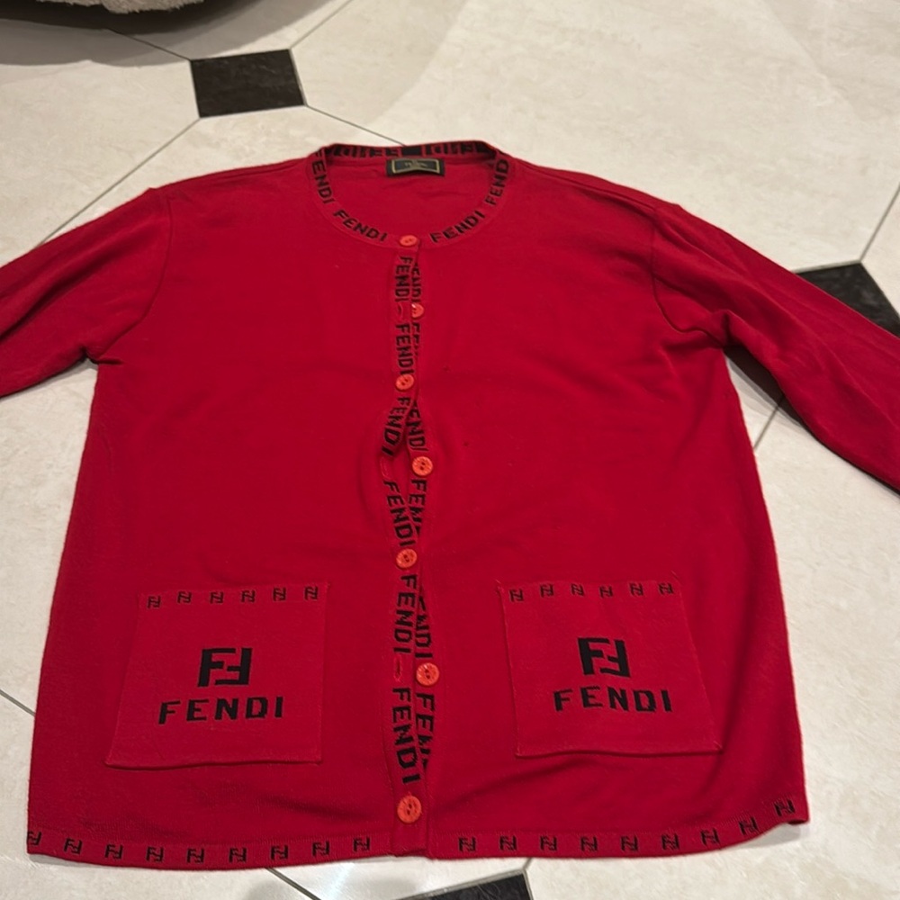 Red fendi cardigan